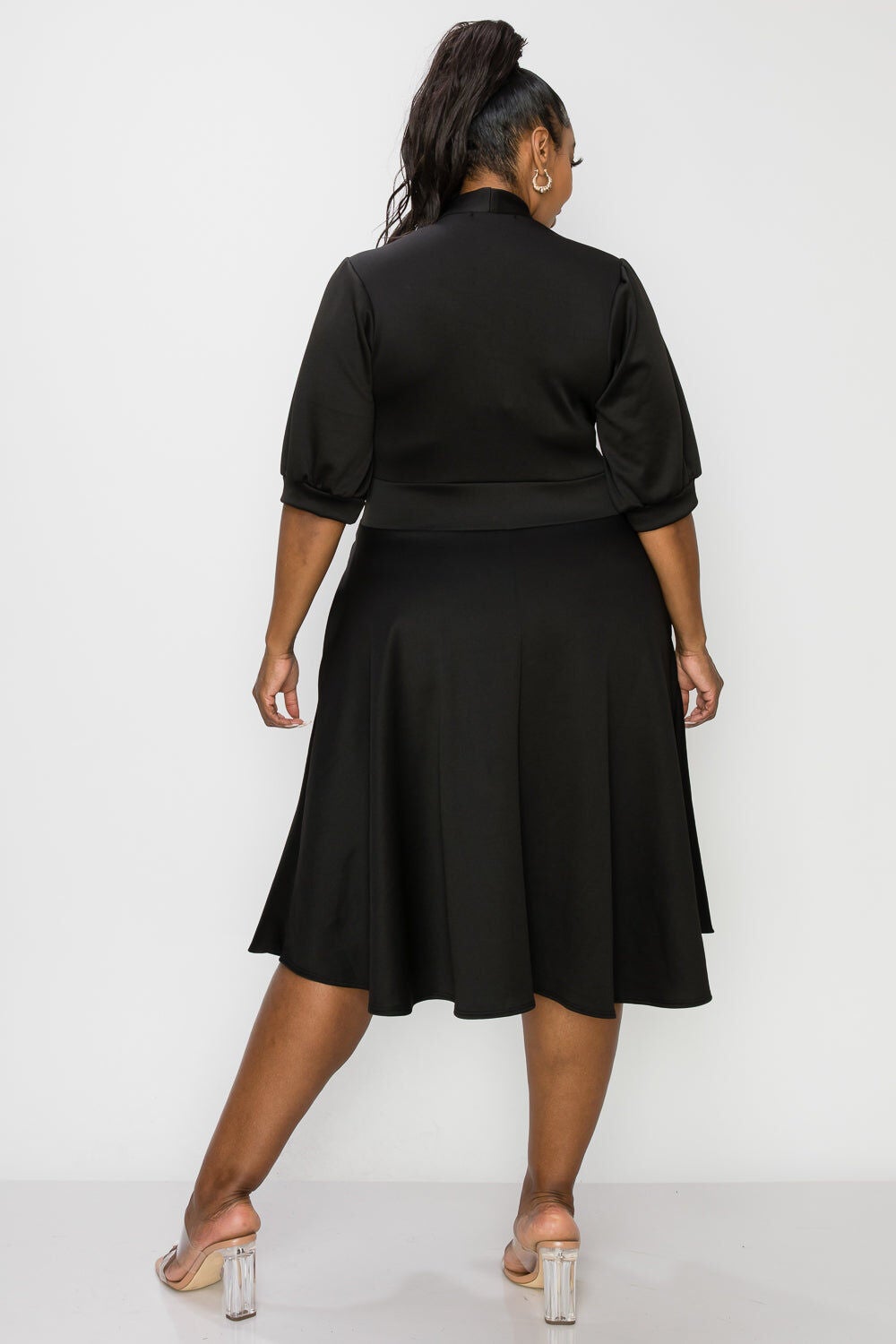 Carina Donna Flare Dress w/ Pockets, Black / Black, alternate image number 2