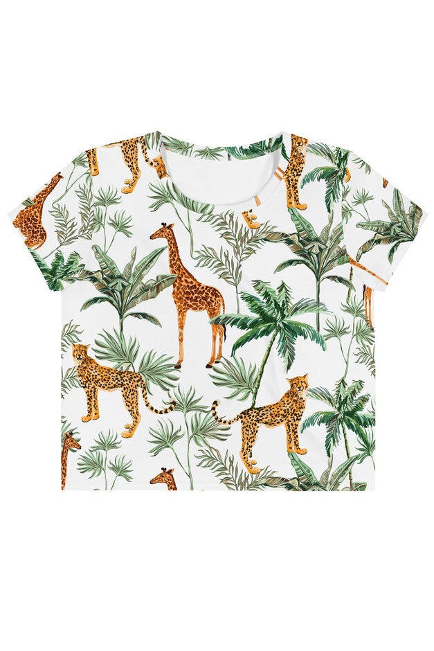 In The Jungle Crop Tee, In the Jungle Print / White, hi-res image number 0