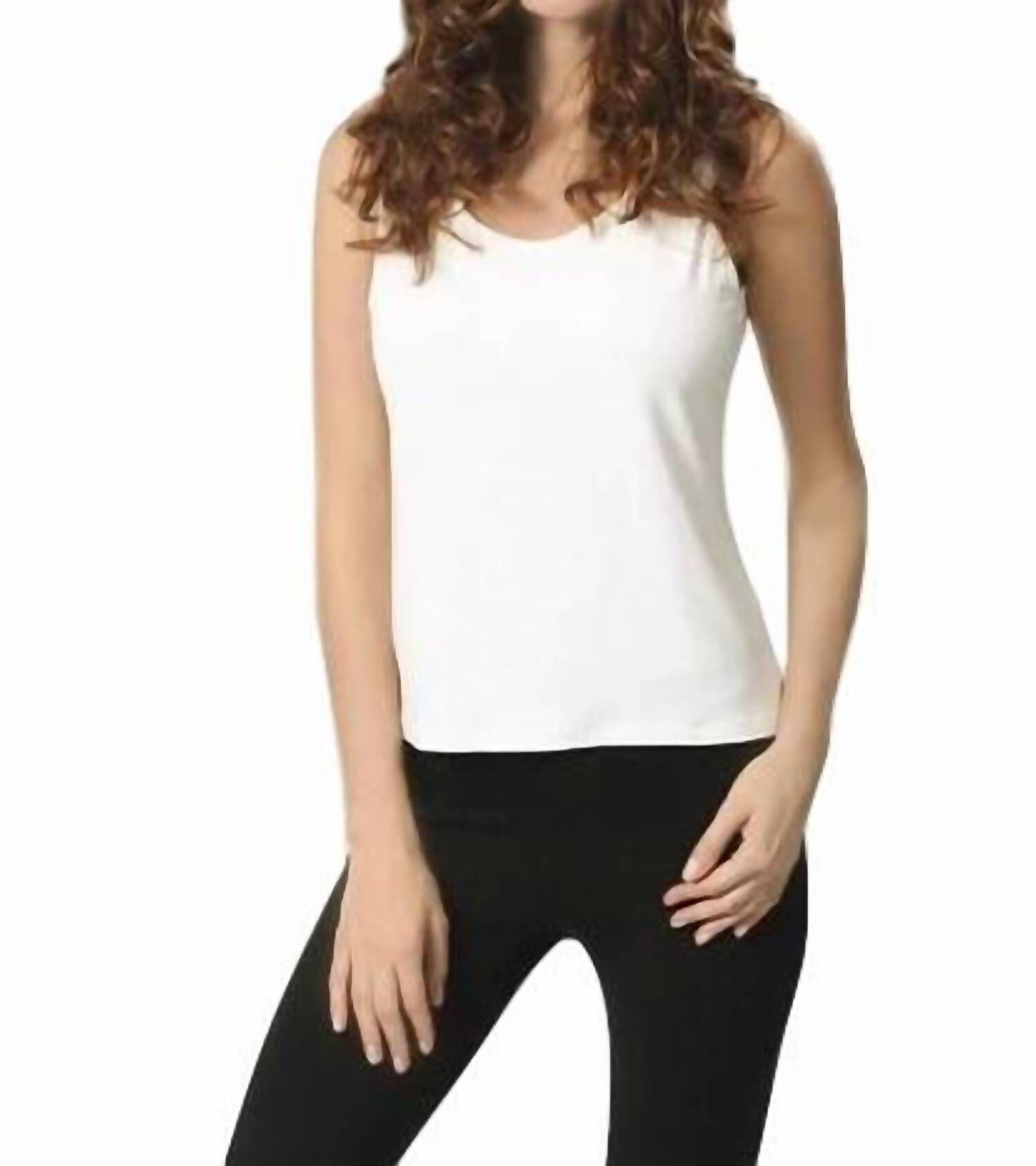 Bra-Friendly Tank Top in White, White / White, hi-res image number 0