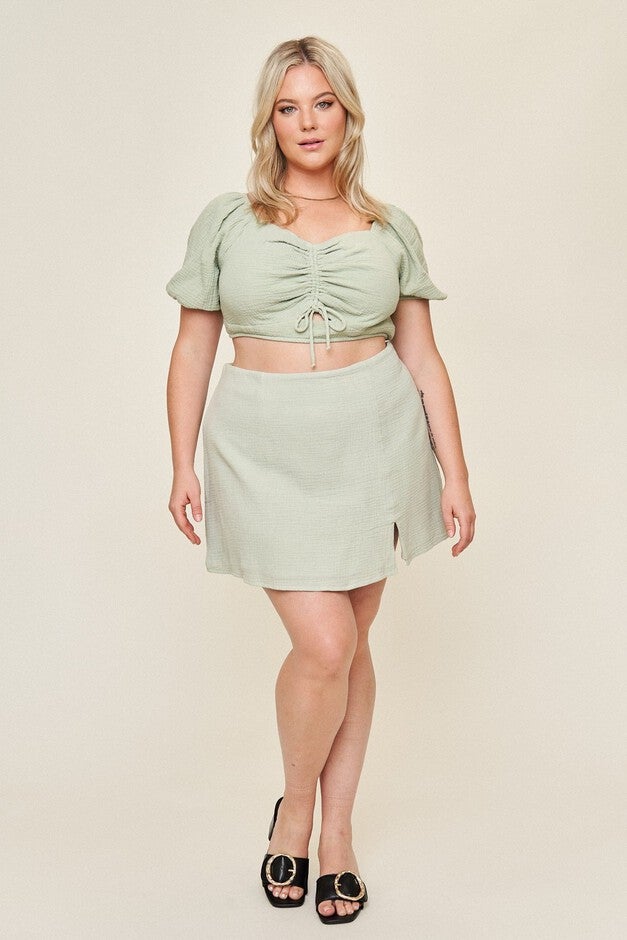 Melanie Cotton Gauze Skirt, Sage / Sage Green, hi-res image number 0