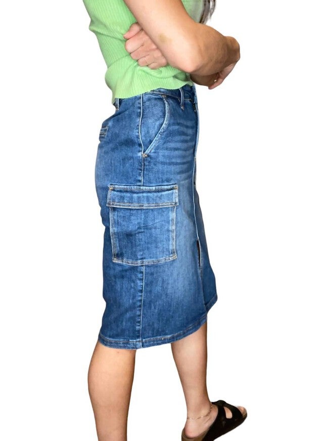 CARGO SKIRT, Denim / Azure Blue, alternate image number null