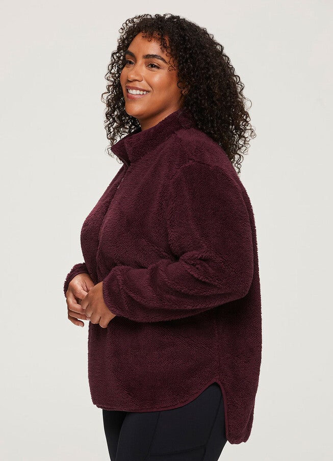 Dylan 1/4 Zip Sherpa Pullover, Dark Red / Burgundy, alternate image number null