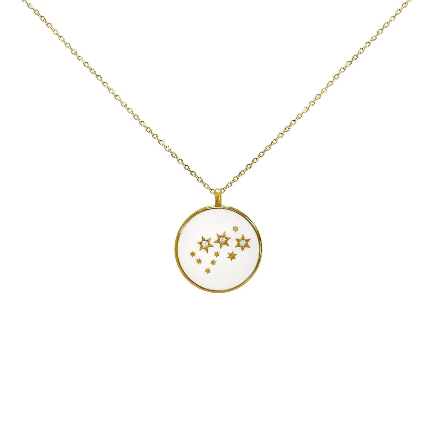 SCORPIO NECKLACE IN WHITE ENAMEL, White Enamel / White, hi-res image number 0