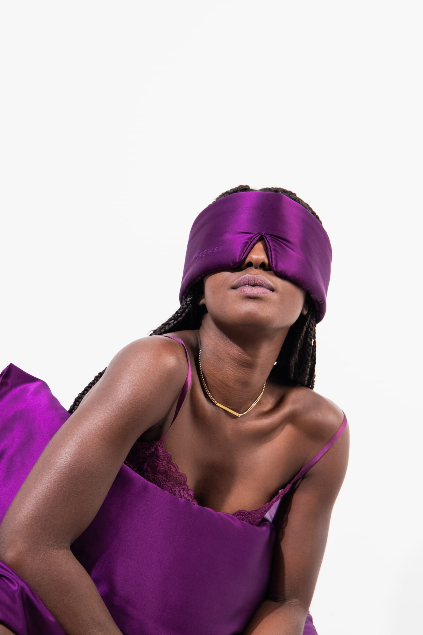 Silk Sleep Mask, Purple Martini / Purple, alternate image number 3