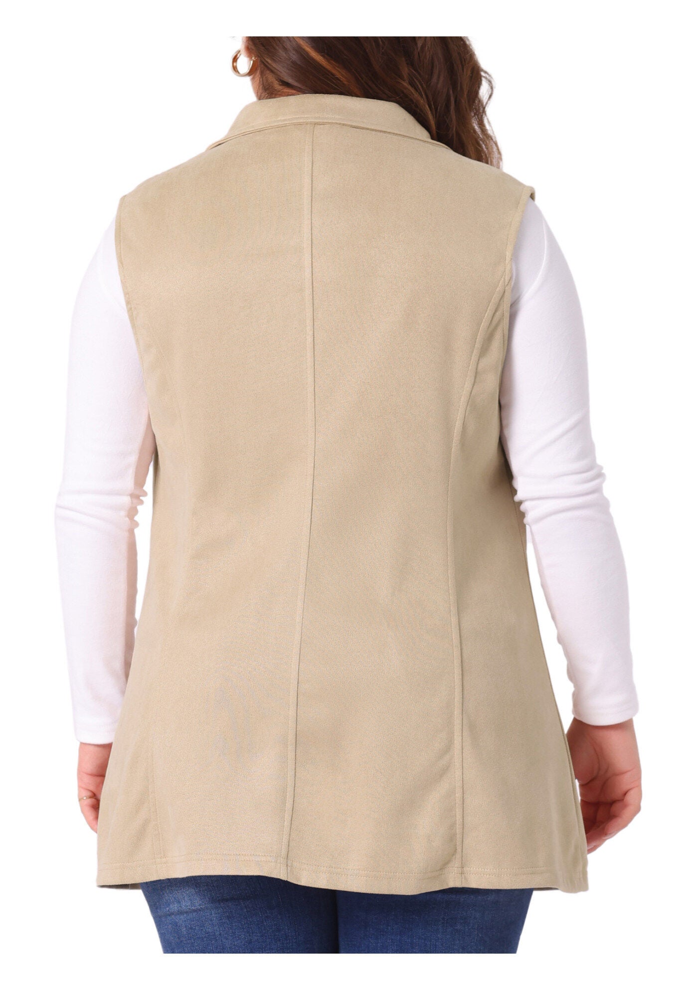 Lapel Suede Utility Vest, Khaki / Brown, alternate image number 3