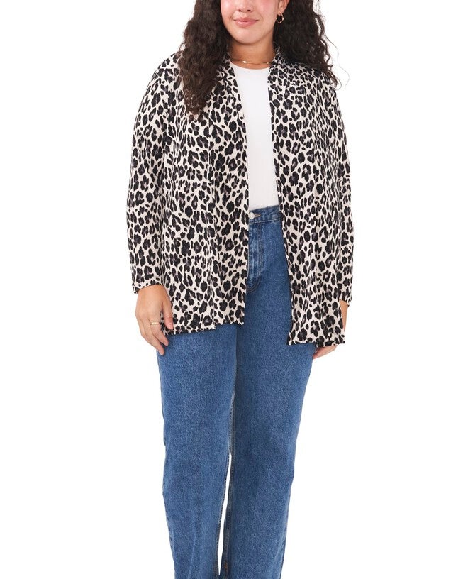 Devyn Leopard Open Front Cardigan, , alternate image number null