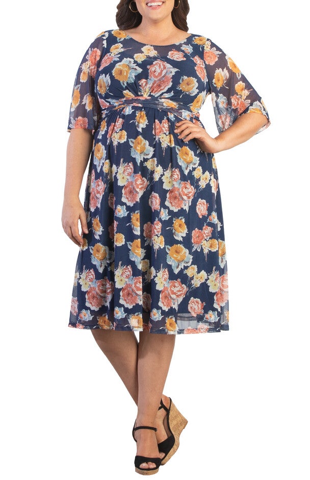 Katarina Mesh Dress, BRUSHED FLORALS / Navy, alternate image number 1