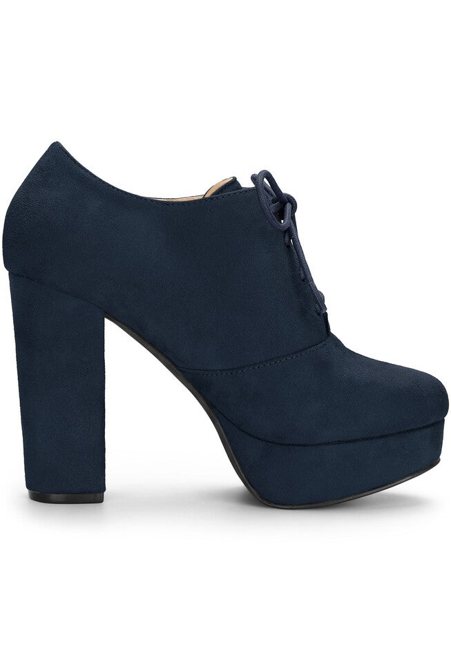 PLATFORM CHUNKY HEEL LACE UP BOOTIES, Navy Blue / Navy, alternate image number 1