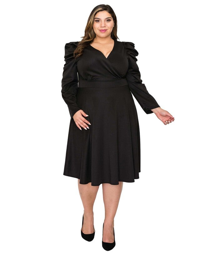 KIM FLARE DRESS, Black / Black, hi-res image number 0