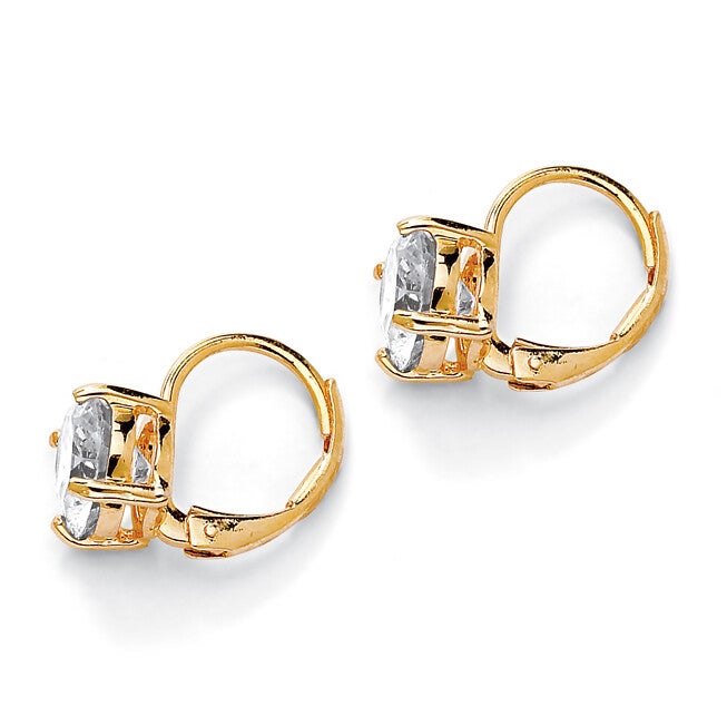 4 TCW Round CZ Stud Earrings Yellow Gold-Plated, White / White, alternate image number 1