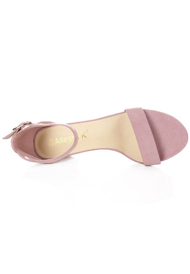 Mid Block Heel Ankle Strap Sandals, Light Pink / Pink, alternate image number 4