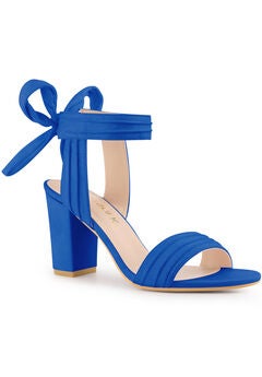Open Toe Ankle Tie Back Chunky Heel Sandals