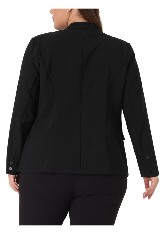 OFFICE WORK BUSINESS SUIT BLAZER JACKET, Black / Black, alternate image number 3