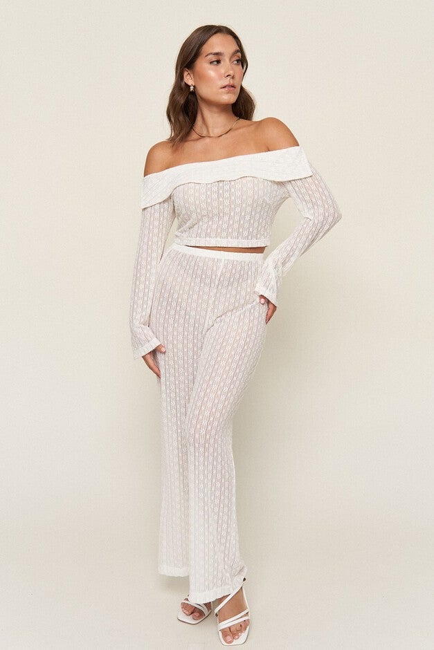 Elaine Lace Pant, White / White, alternate image number 1