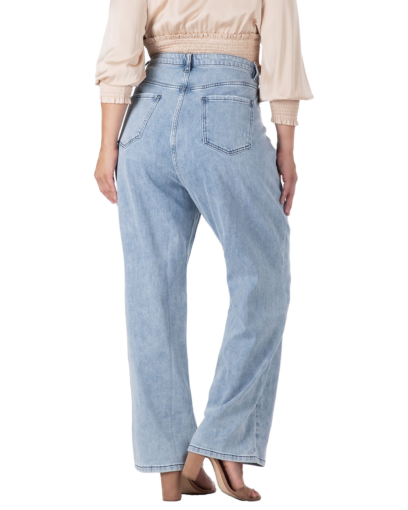 Alora Women&#39;s Subtle Distressed Boyfriend Jeans, Stone Wash Blue / Medium Wash, alternate image number 3