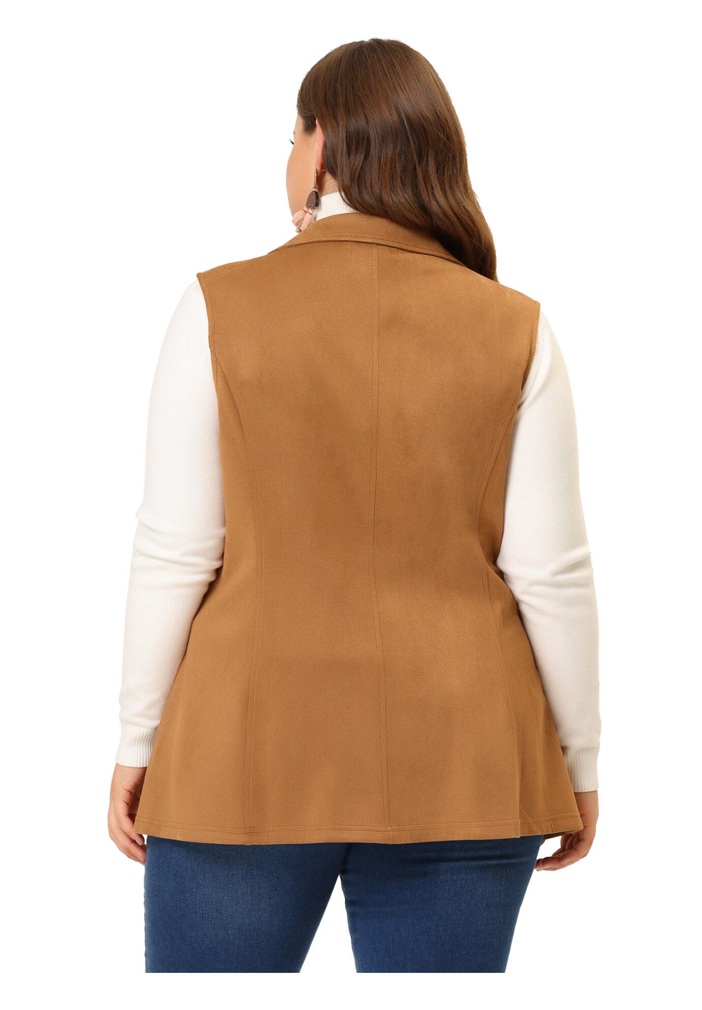Lapel Suede Utility Vest, Brown / Brown, alternate image number 3