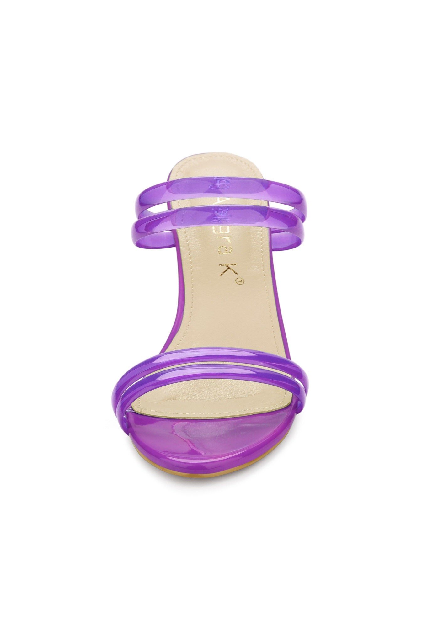 Strappy Slides Mules Block High Heel Sandal, Purple / Purple, alternate image number 1