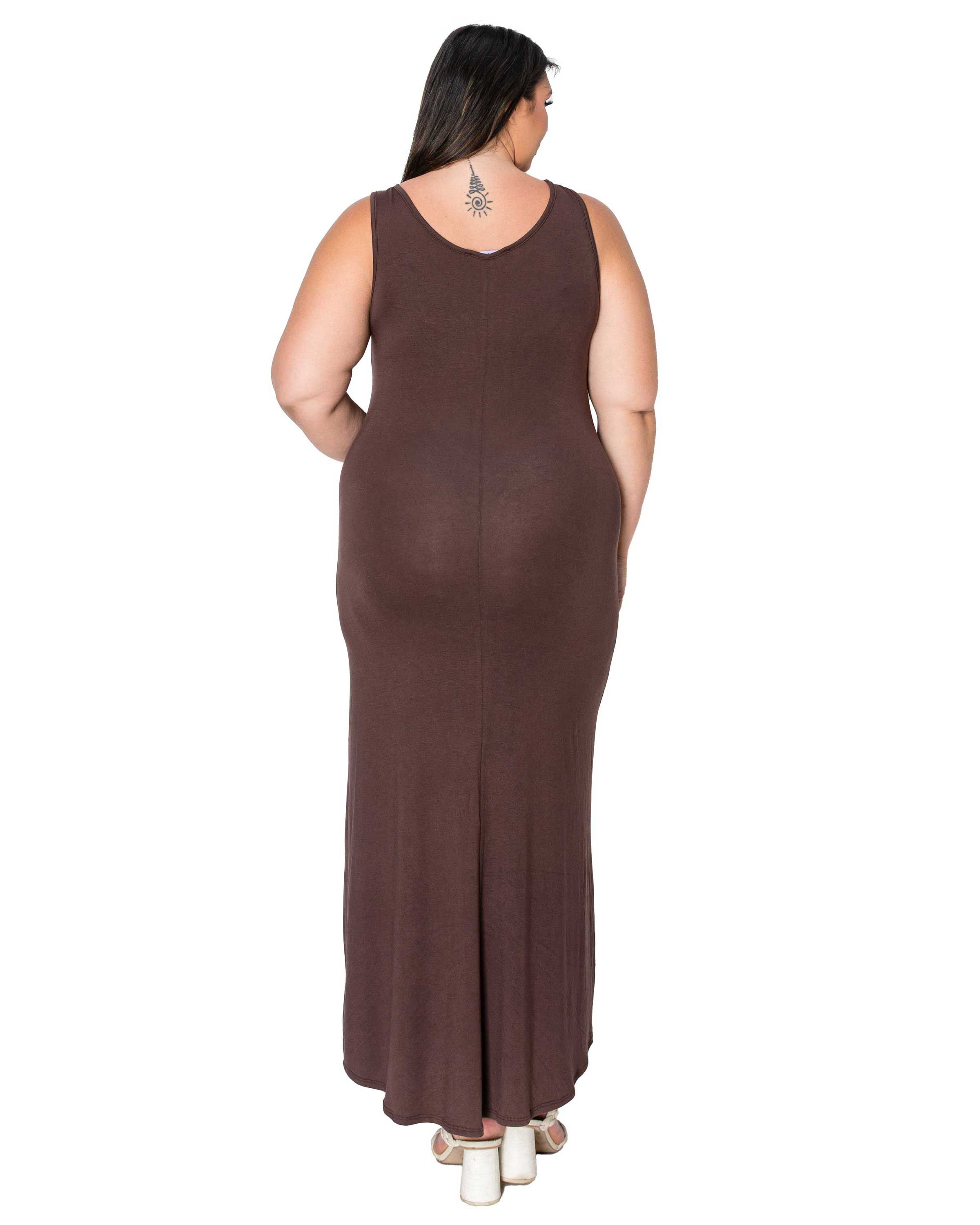 CAMO SIGNATURE SLEEVELESS MAXI DRESS, Brown / Brown, alternate image number 2