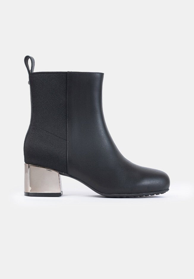Jackie Half Stretch Silver Heel Bootie, Black / Black, hi-res image number 0