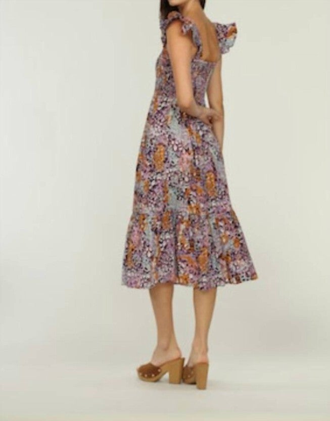 RYLAN SMOCKED MIDI DRESS IN MULTI, Multi / Pink, alternate image number 3