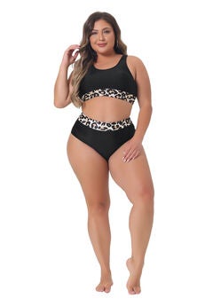 Leopard Bikini Swimsuit High Waisted Two Piece Bathing Suits