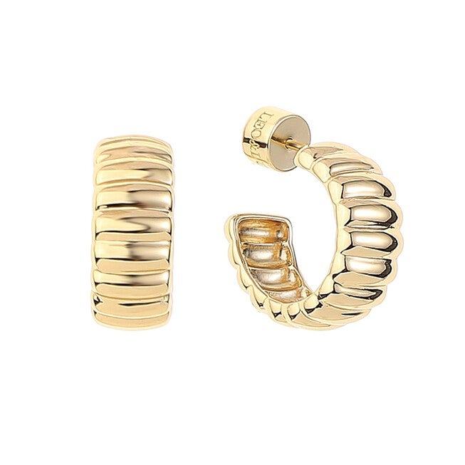 Ribbed Hoop Earrings, Gold / Gold, hi-res image number 0