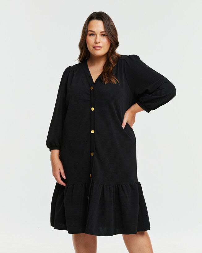 Elissa Knee Length Black Knit Dress, , alternate image number null