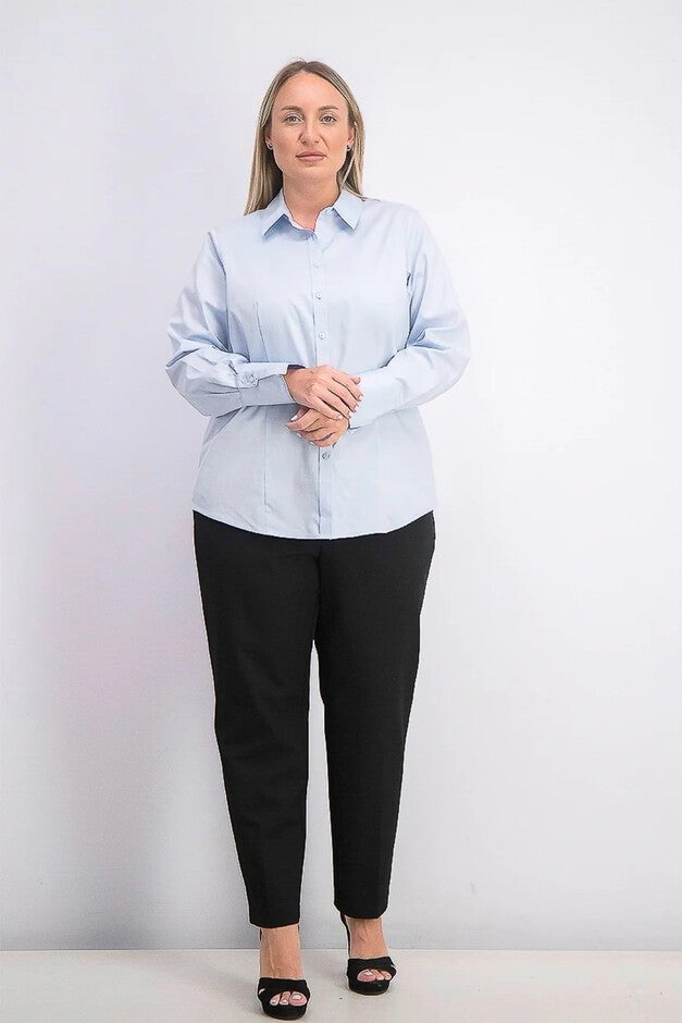 Calvin Klein Women's Plus Size Cotton Collared Shirt Blue Size 14W, , alternate image number null