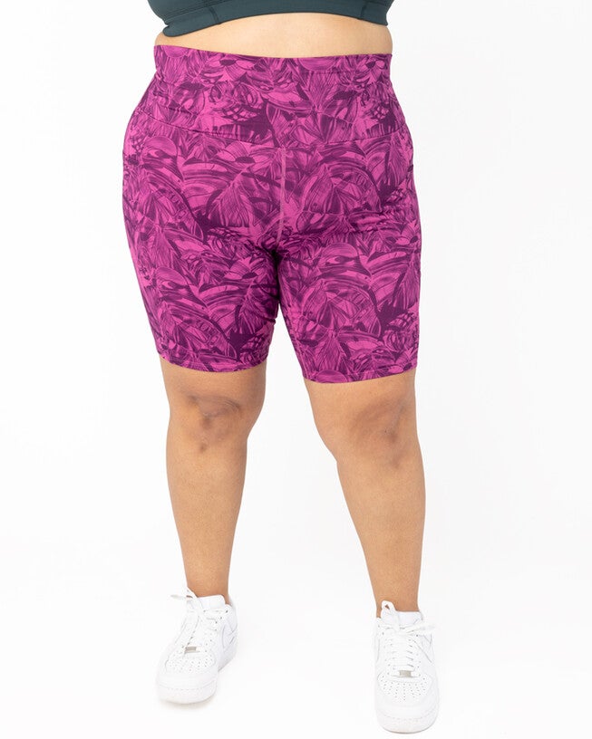 SuperHold™ Pocket Biker Shorts, Cactus Leaf / Pink, hi-res image number null