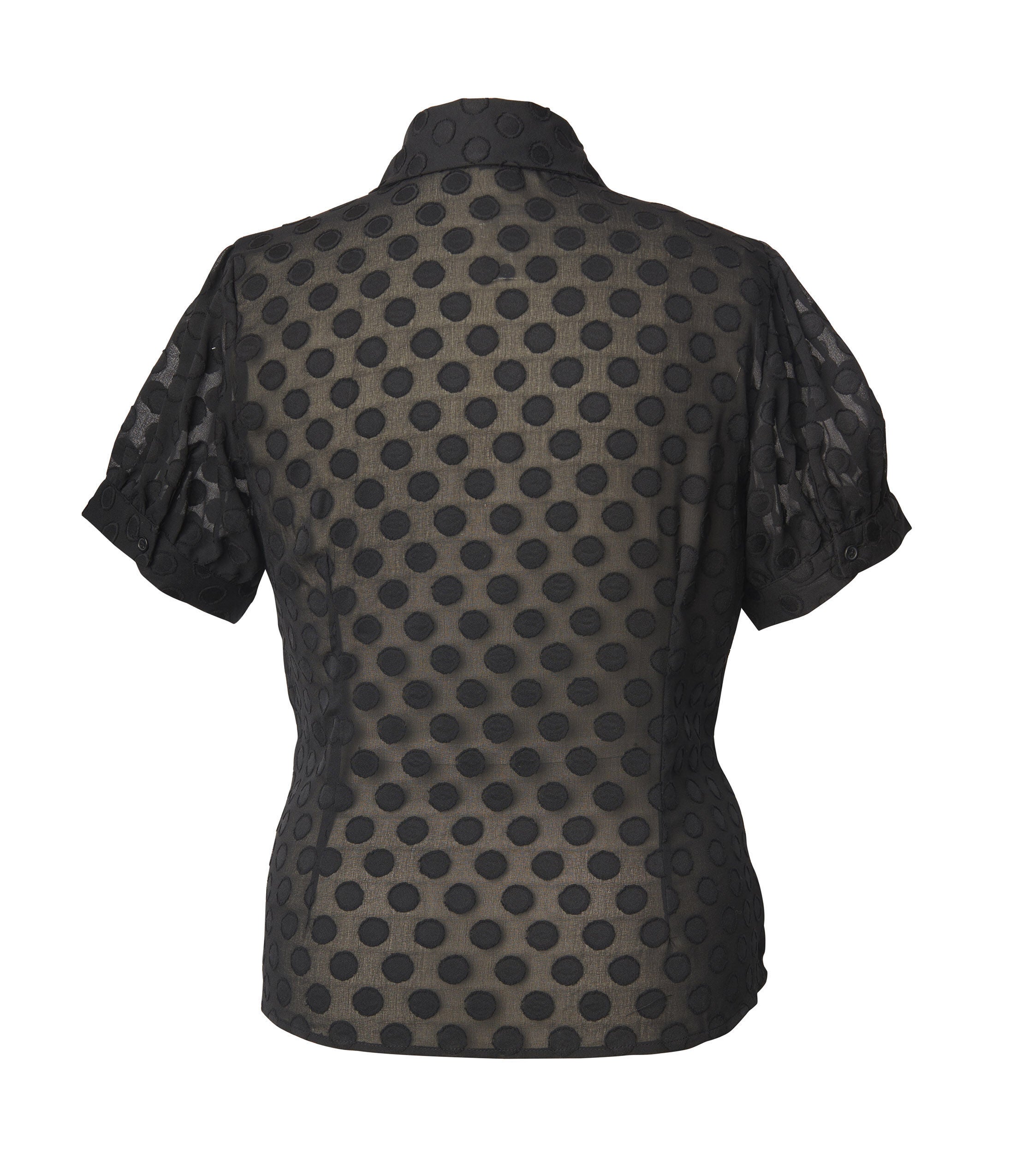 Smak Parlour Sheer Black Dot Puff Sleeve Blouse, , alternate image number 4