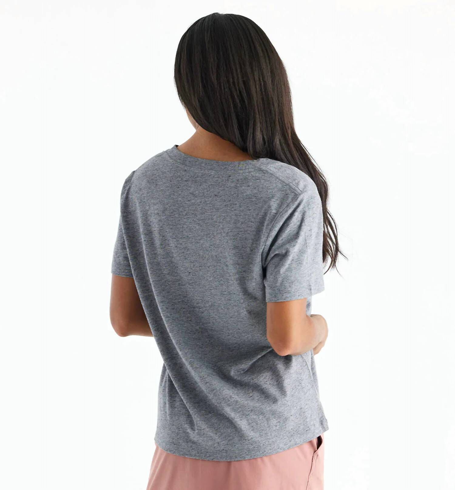 W BAMBOO HERITAGE V-NECK TEE - HEATHER FLINT IN GREY, , alternate image number 4