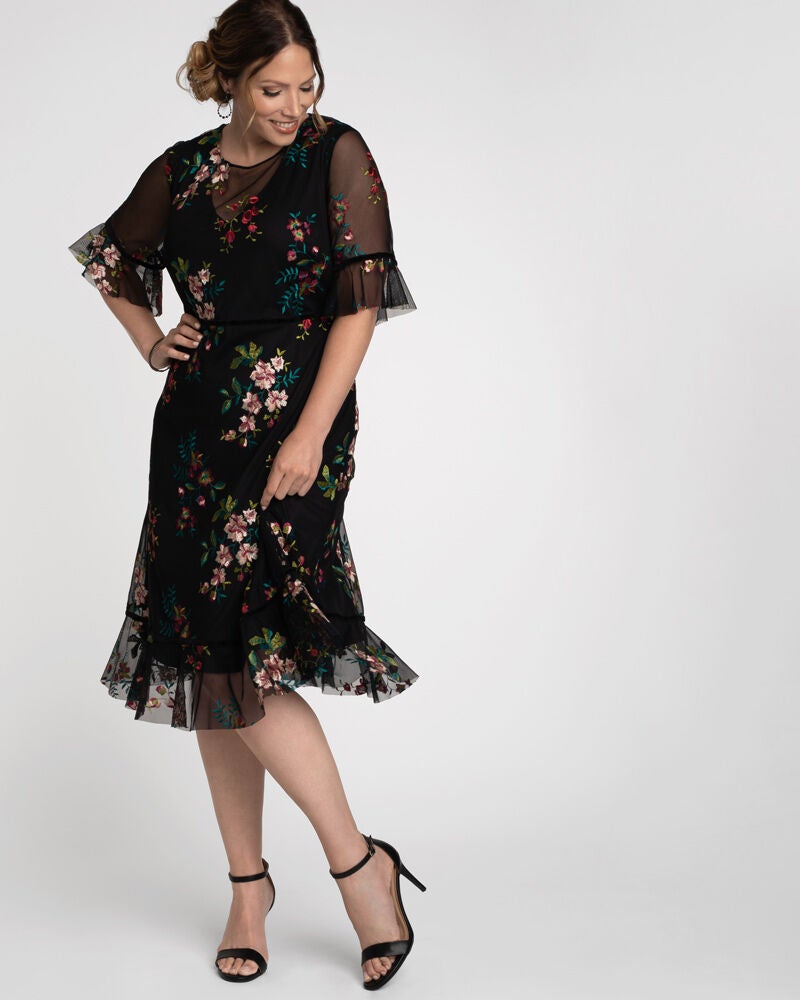 Wildflower Embroidered Dress, ONYX / Black, alternate image number 3