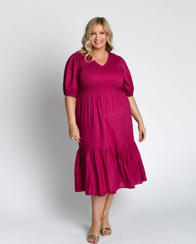 Mia Blouse Sleeve Dress, French Plum / Deep Fuchsia, alternate image number 4