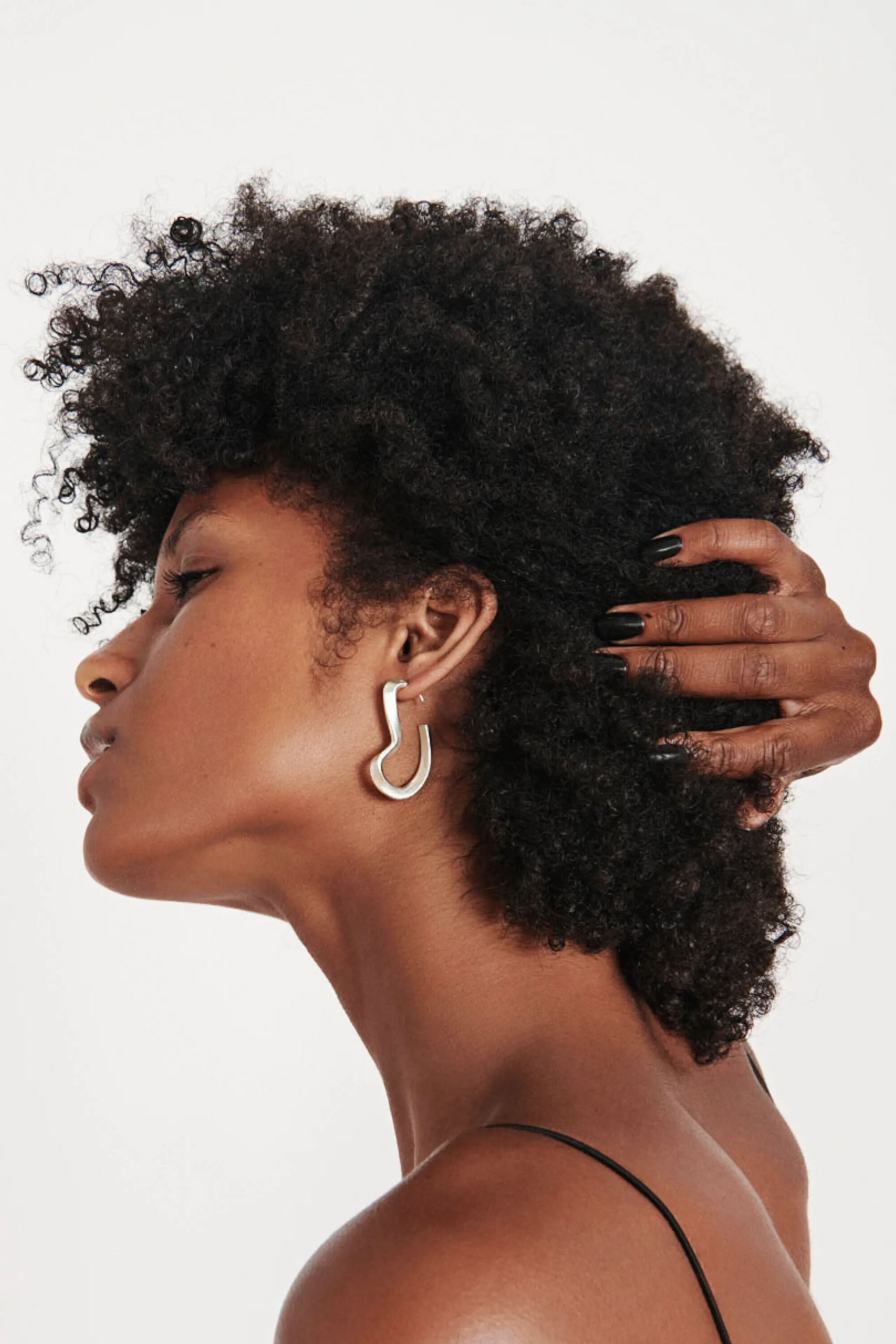 Sahab Hoop Earrings, Silver / Silver, alternate image number 2