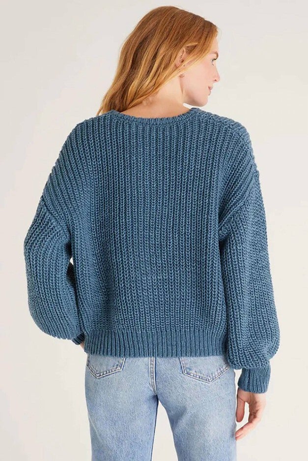 LYNDON CHUNKY SWEATER IN CARIBBEAN BLUE, Caribbean Blue / Navy, alternate image number 1