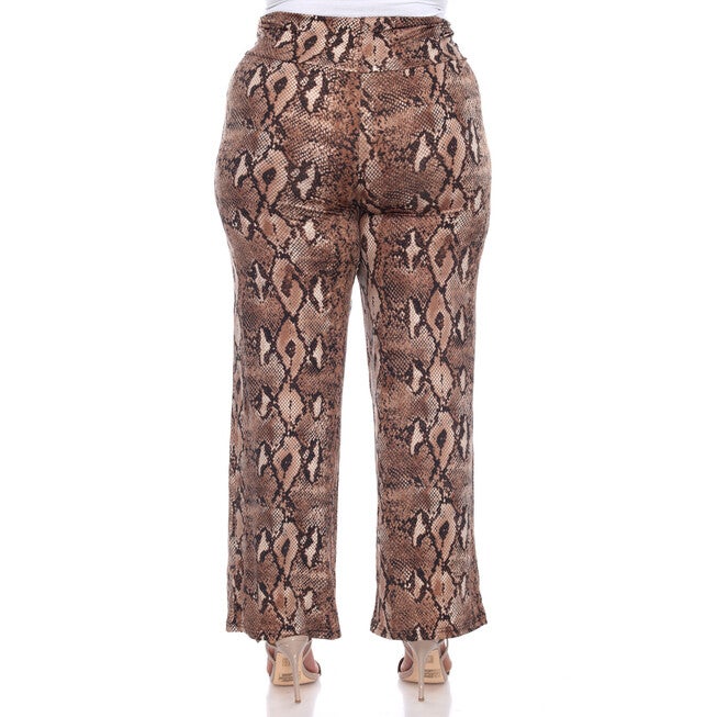 Snake Print Palazzo Pants, Brown Snake / Brown, alternate image number null