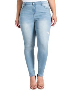 Plus Size Distressed Skinny Jeans