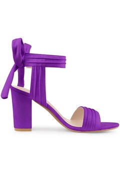 Open Toe Ankle Tie Back Chunky Heel Sandals