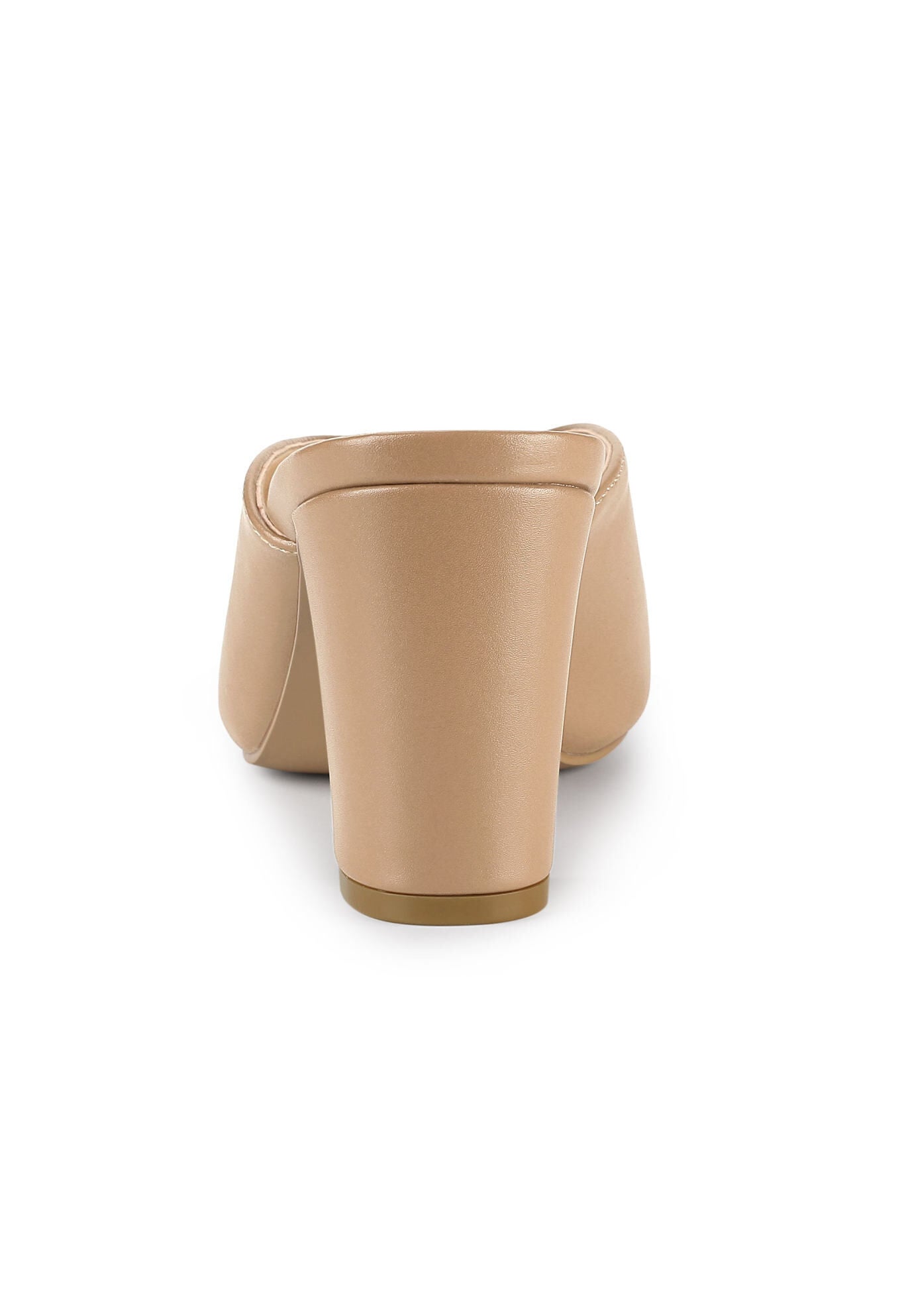 Pointed Toe Chunky Heels Slides Mules, Nude / Beige, alternate image number 1