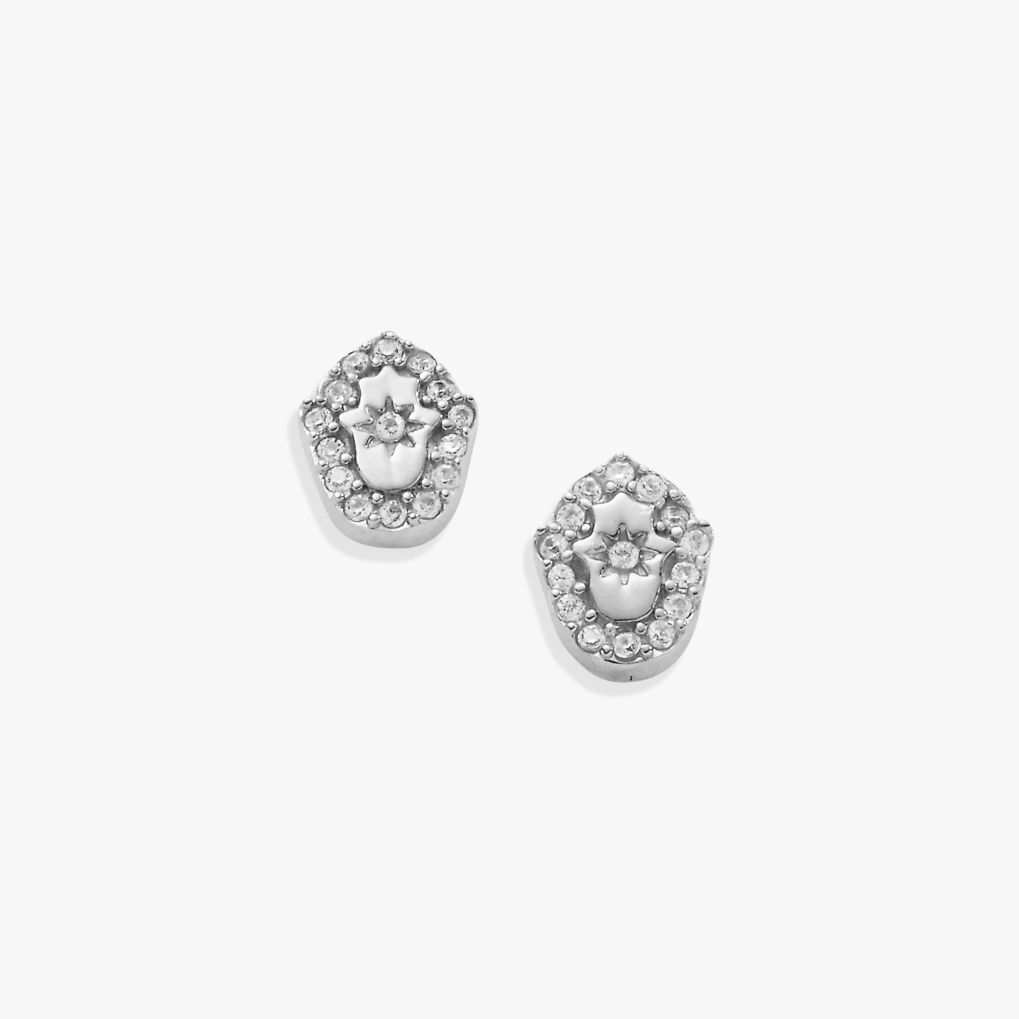 Hamsa Mini Stud Earrings, Silver / Silver, hi-res image number 0
