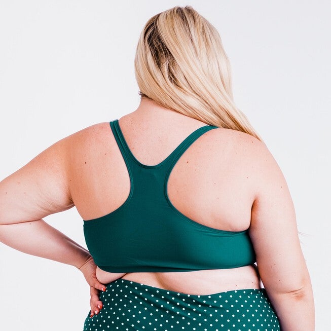 Racerback Swim Bra, Dark Jade / Forest Green, alternate image number null