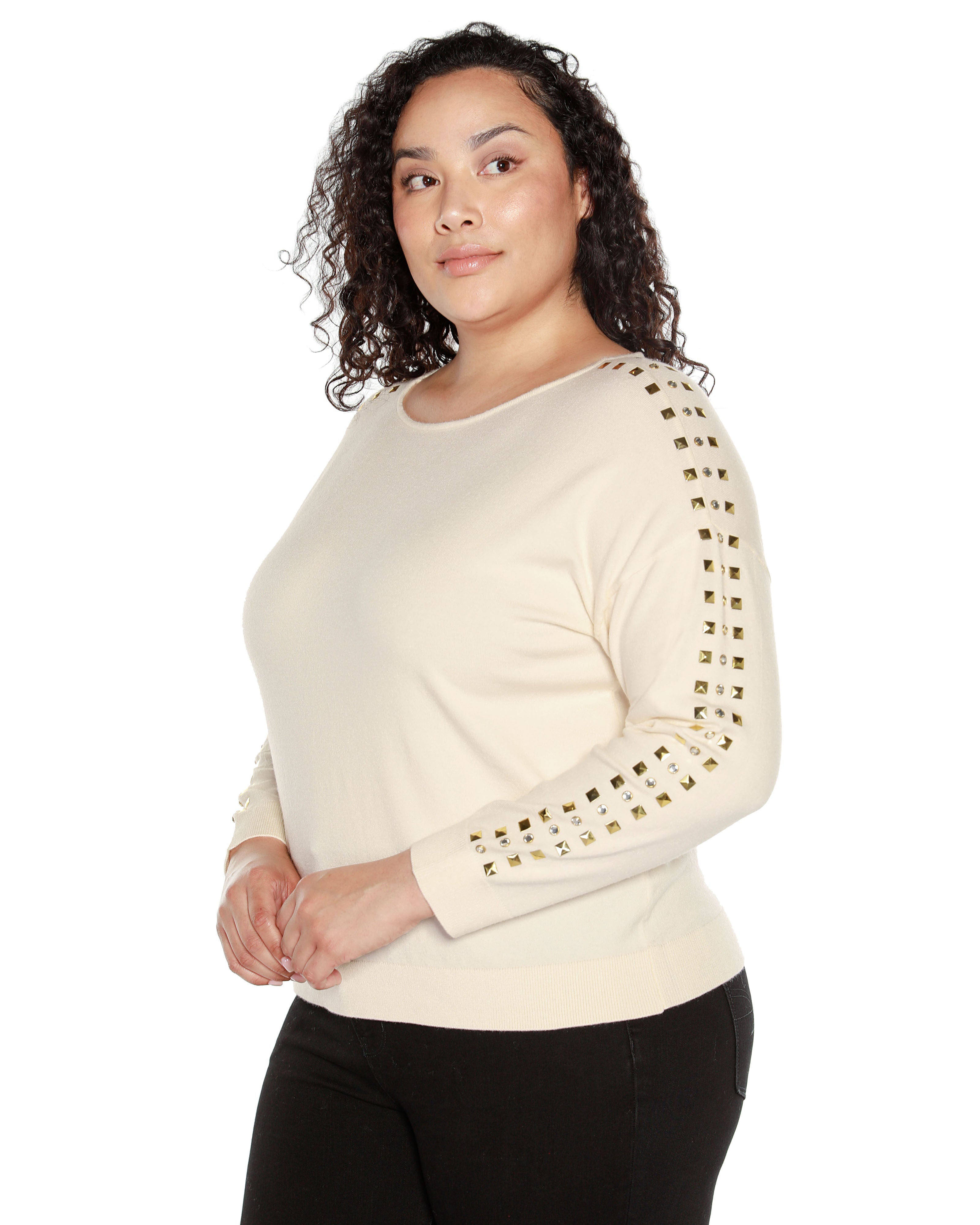 EMBELLISHED BOATNECK SWEATER, Ecru / Ivory, alternate image number 2