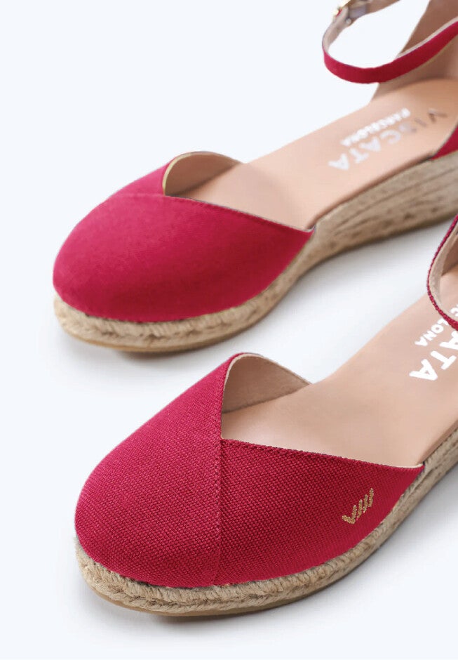 Formiga Canvas Espadrille Wedges, Cherry / Red, alternate image number 2