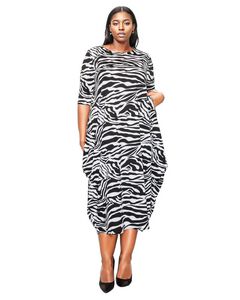 GWENYTH ZEBRA PRINT POCKET DRESS