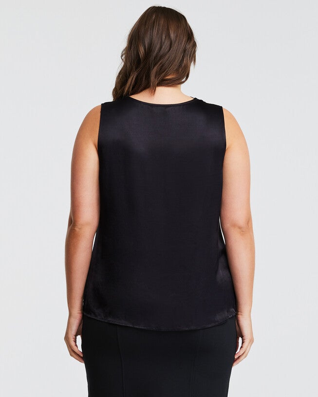 Alessandra Lace Satin Camisole Top, Black / Black, alternate image number 2