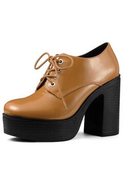 PLATFORM LACE UP CHUNKY HEEL BOOTIES