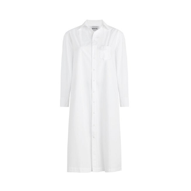 Cotton Shirt Dress in White, White / White, hi-res image number 0