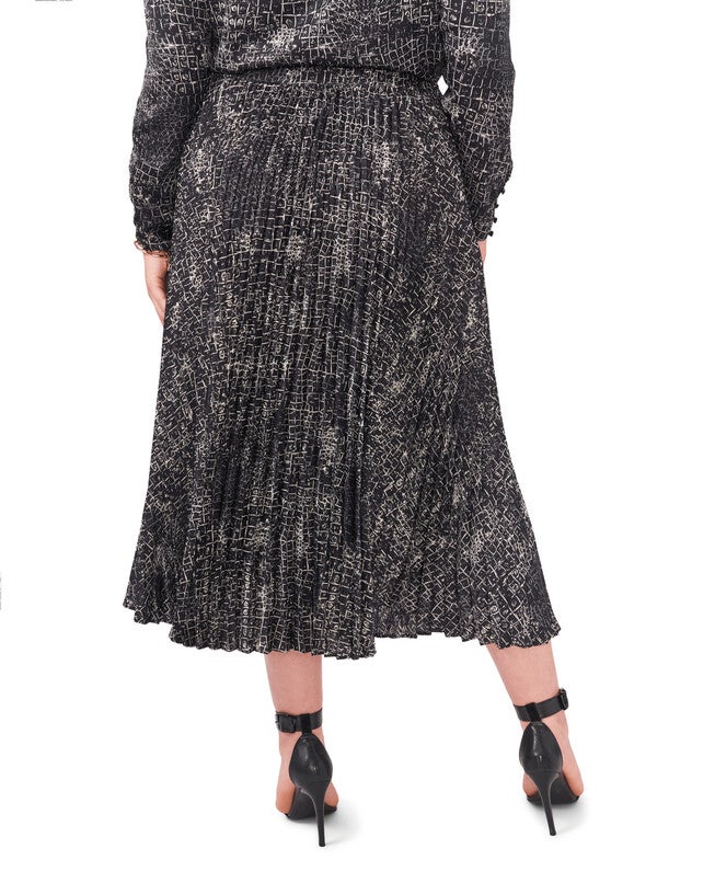 Emily Pleated Croc Print Skirt, RICH BLACK / Black, alternate image number null