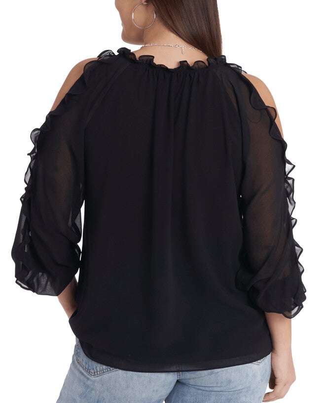 Kendall Cold Shoulder Blouse, RICH BLACK060 / Black, alternate image number null