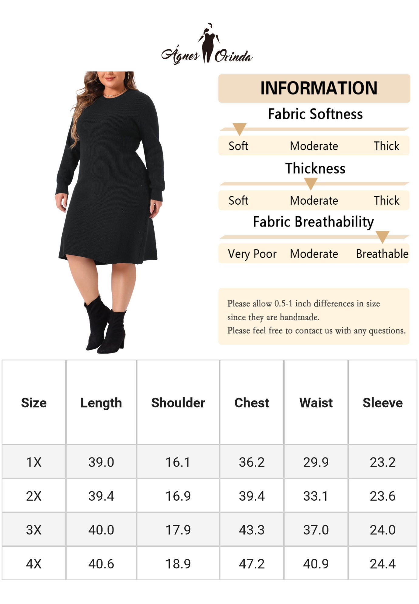 Crew Neck Long Sleeve Knit Pullover Sweater Dress, Black / Black, alternate image number 4